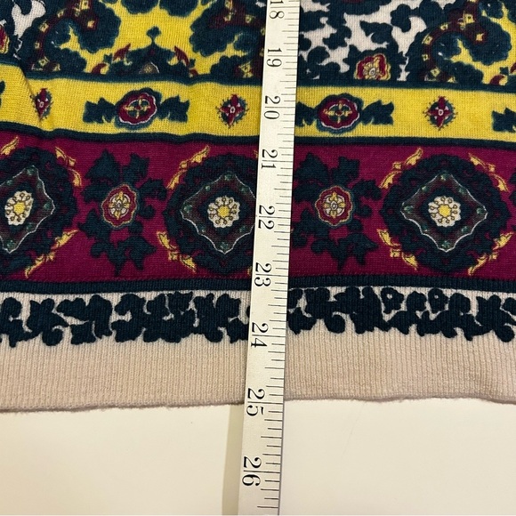 TALBOTS 100% Merino Wool Audrey Mosaics Multi Green Purple Yellow Print - Picture 11 of 12